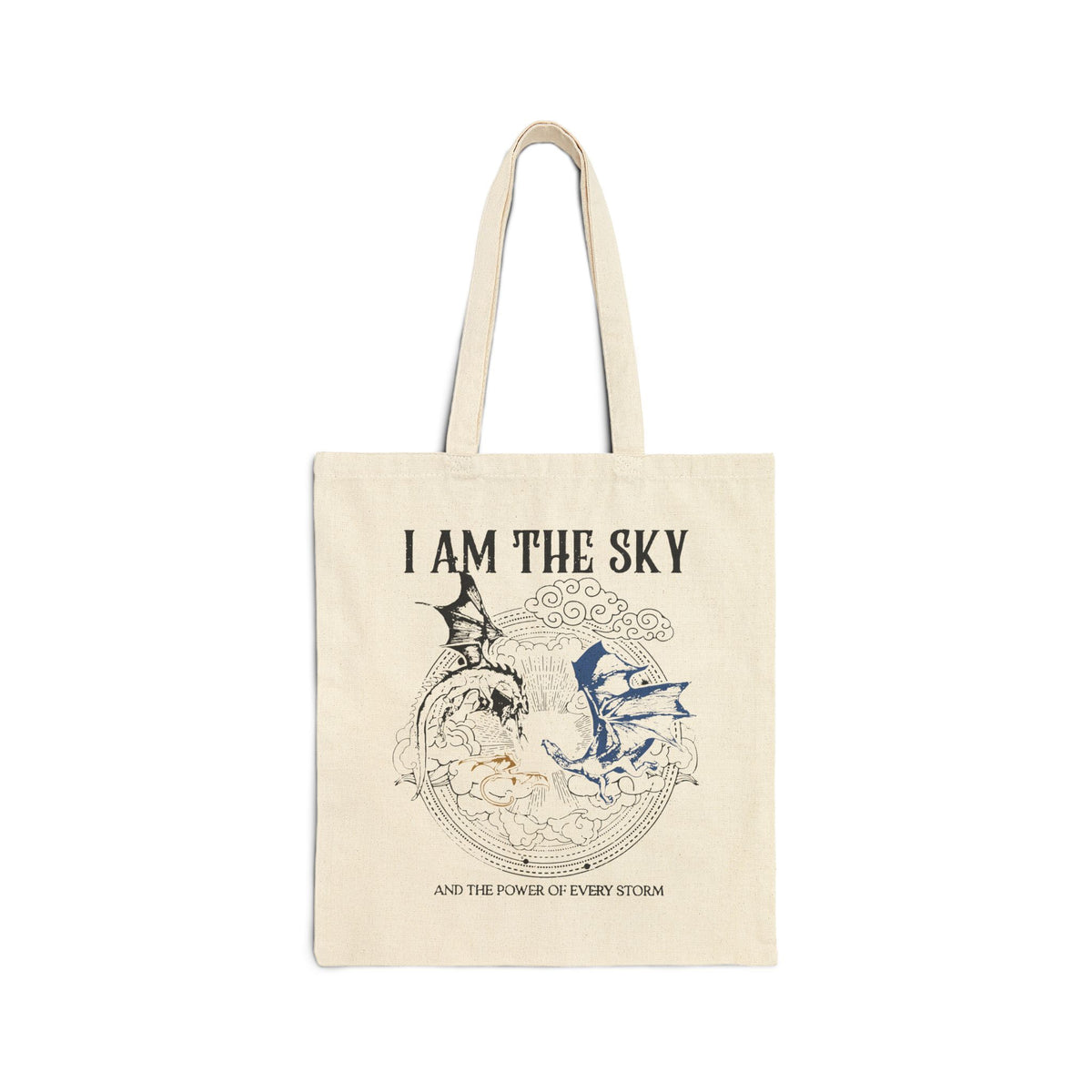 I Am the Sky - Dragon Canvas Tote Bag — Fantasy Book Lover Gift | Storm Dragon Tote | Romantasy Merch