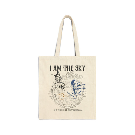 I Am the Sky - Dragon Canvas Tote Bag — Fantasy Book Lover Gift | Storm Dragon Tote | Romantasy Merch