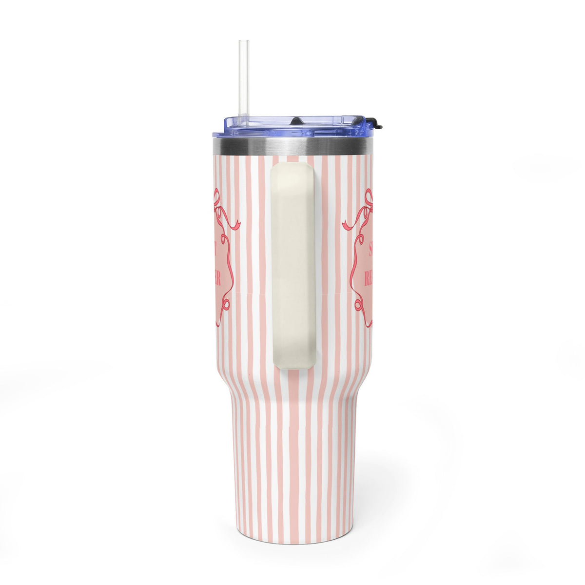 Pink Striped "SMUT Reader" Insulated Travel Mug  40oz Vacuum Tumbler