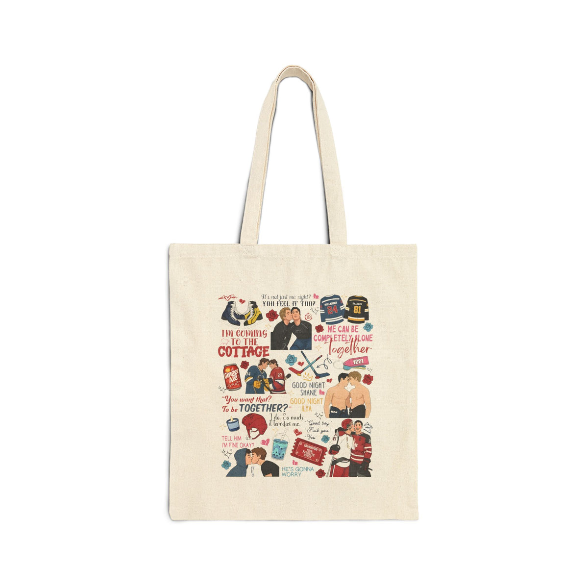 Canvas Tote Bag — Cute Illustrated Collage Design (Custom Print)
