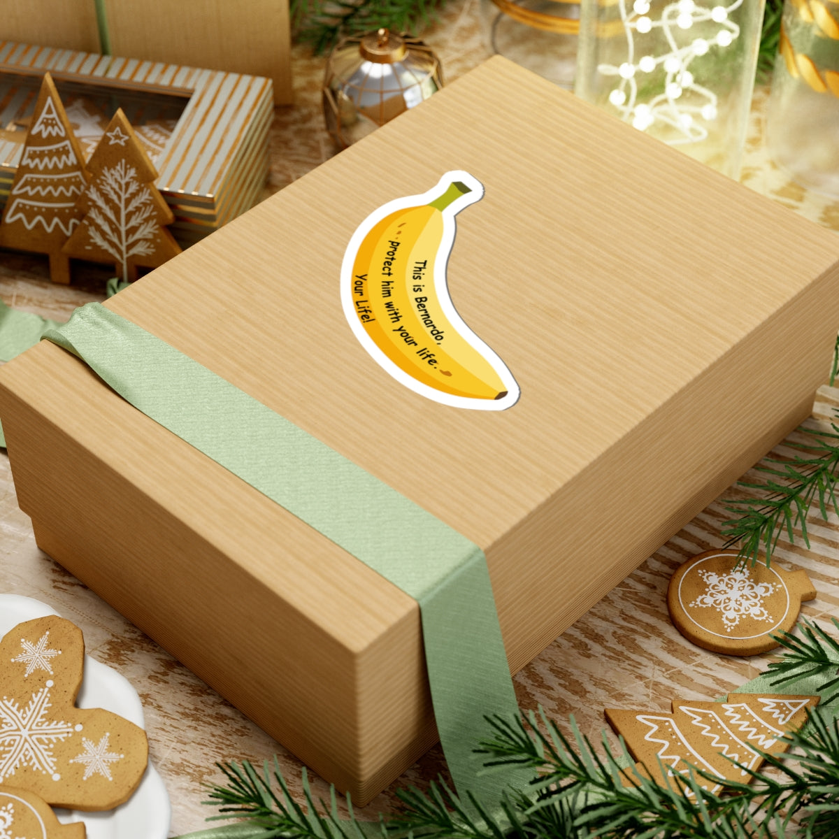 “This Is Bernardo—Protect Him With Your Life” Banana Sticker | Hockey Romance Inspired