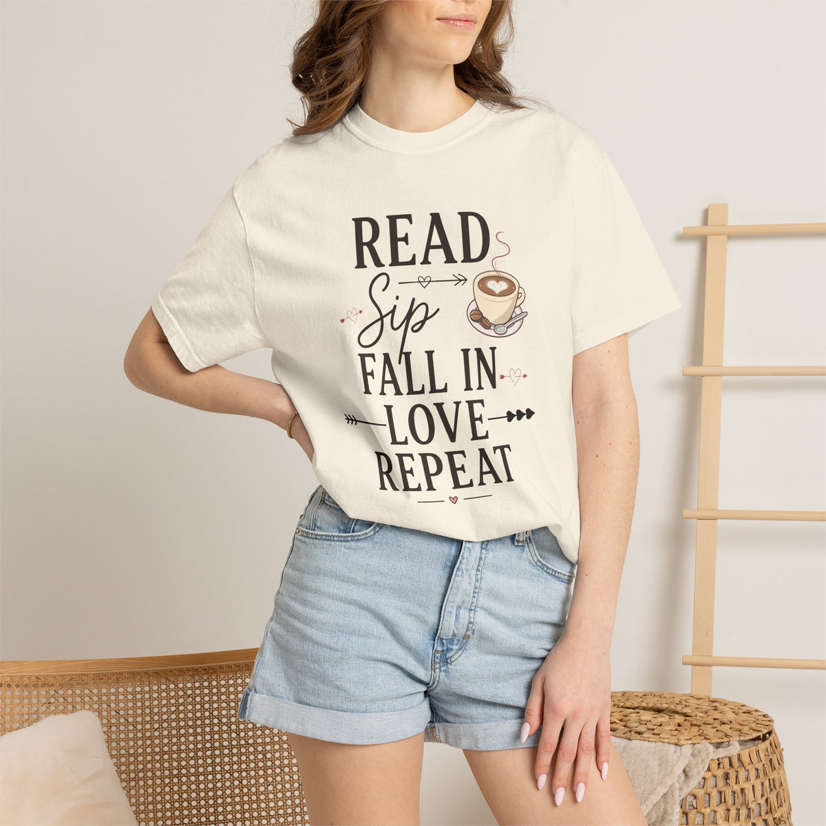 Read Sip Fall in Love Repeat T-Shirt — Coffee & Cozy Reading Tee