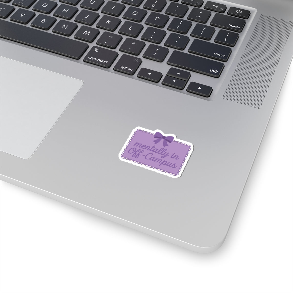 Sticker — "Mentally in Off‑Campus" Purple