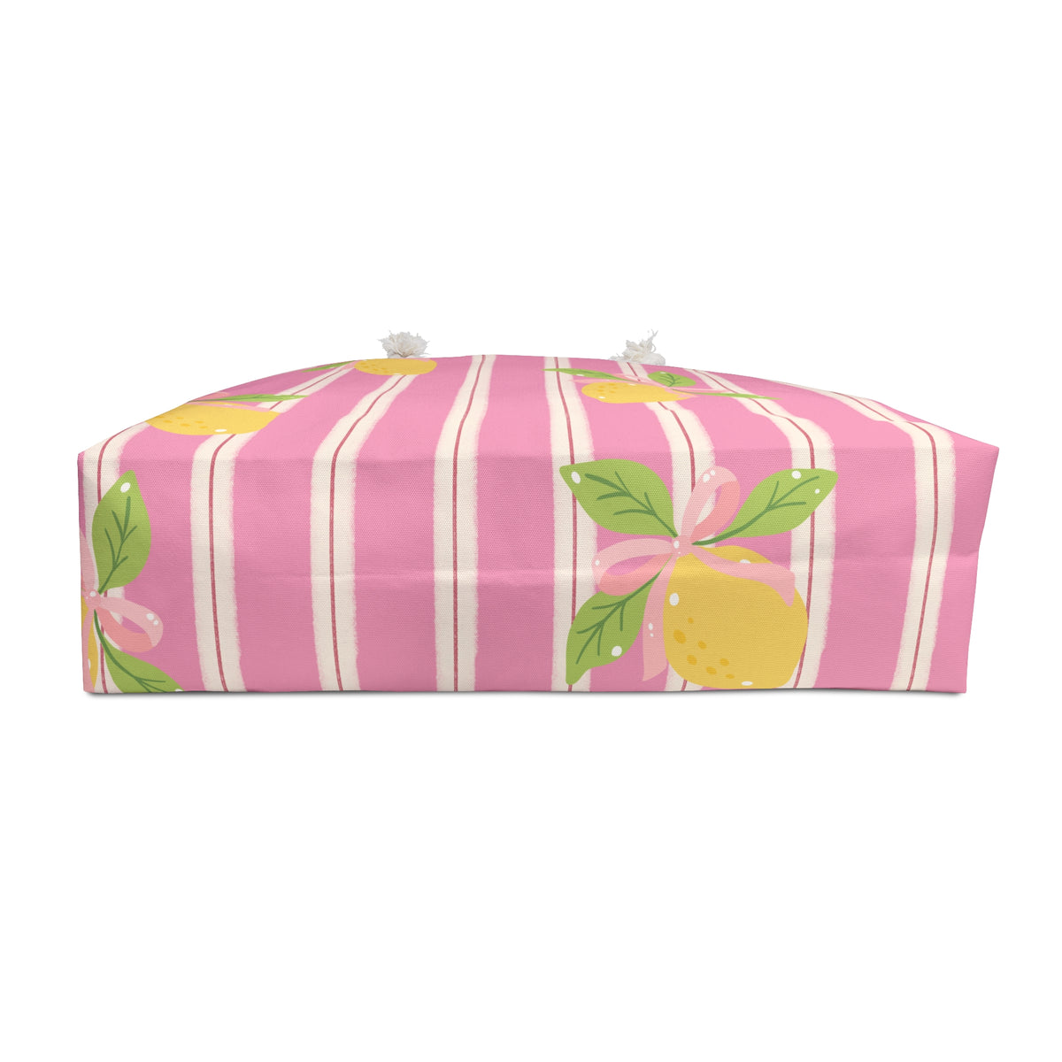 Lemon Stripe Weekender Bag — Pink Citrus Travel Tote