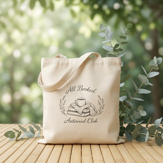 Tote Bag — "All Booked" Antisocial Club Canvas Tote