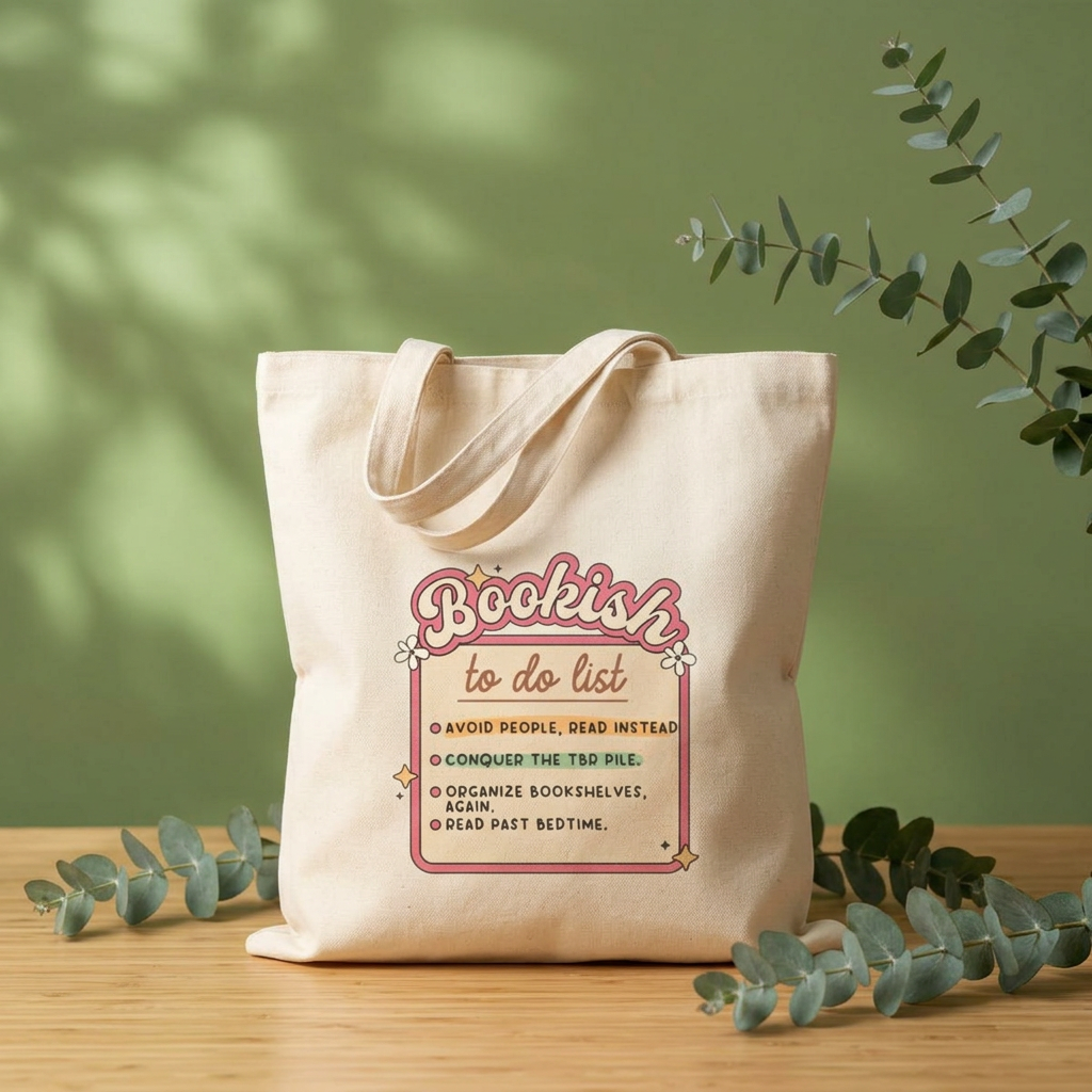 Bookish Tote Bag — "Bookish To Do List" Canvas Book Lover Tote