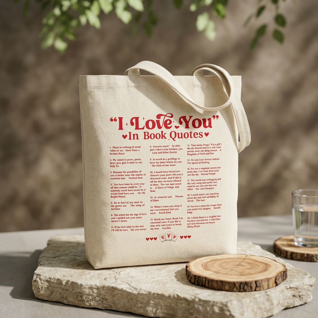 Tote Bag — "I Love You" Book Quotes Canvas Tote