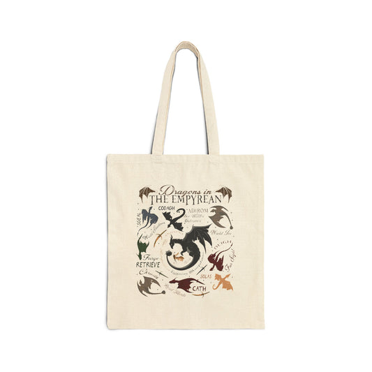 Dragons of the Empyrean™ Canvas Tote Bag — Fantasy Book Lover Gift | Fourth Wing Inspired Tote | Romantasy Reader BagCustomizable Cotton Tote