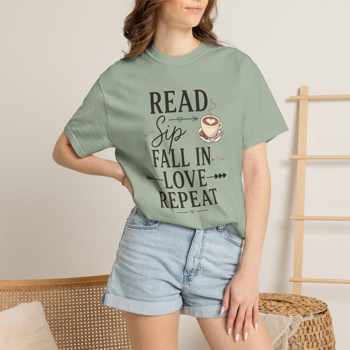 Read Sip Fall in Love Repeat T-Shirt — Coffee & Cozy Reading Tee