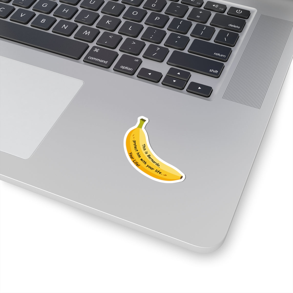 “This Is Bernardo—Protect Him With Your Life” Banana Sticker | Hockey Romance Inspired