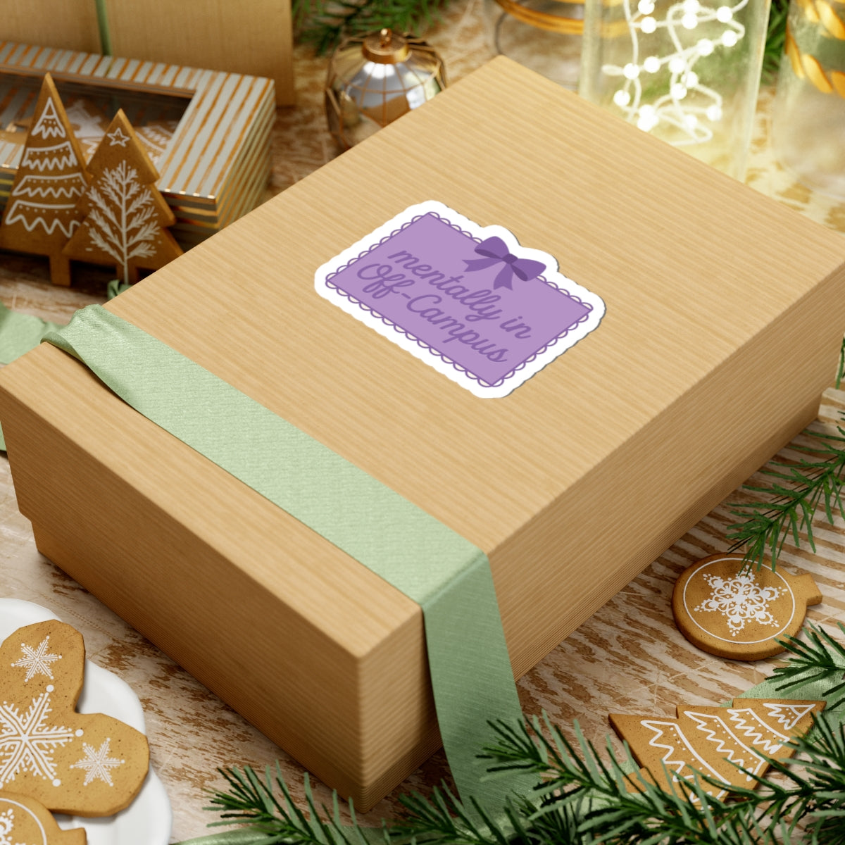 Sticker — "Mentally in Off‑Campus" Purple
