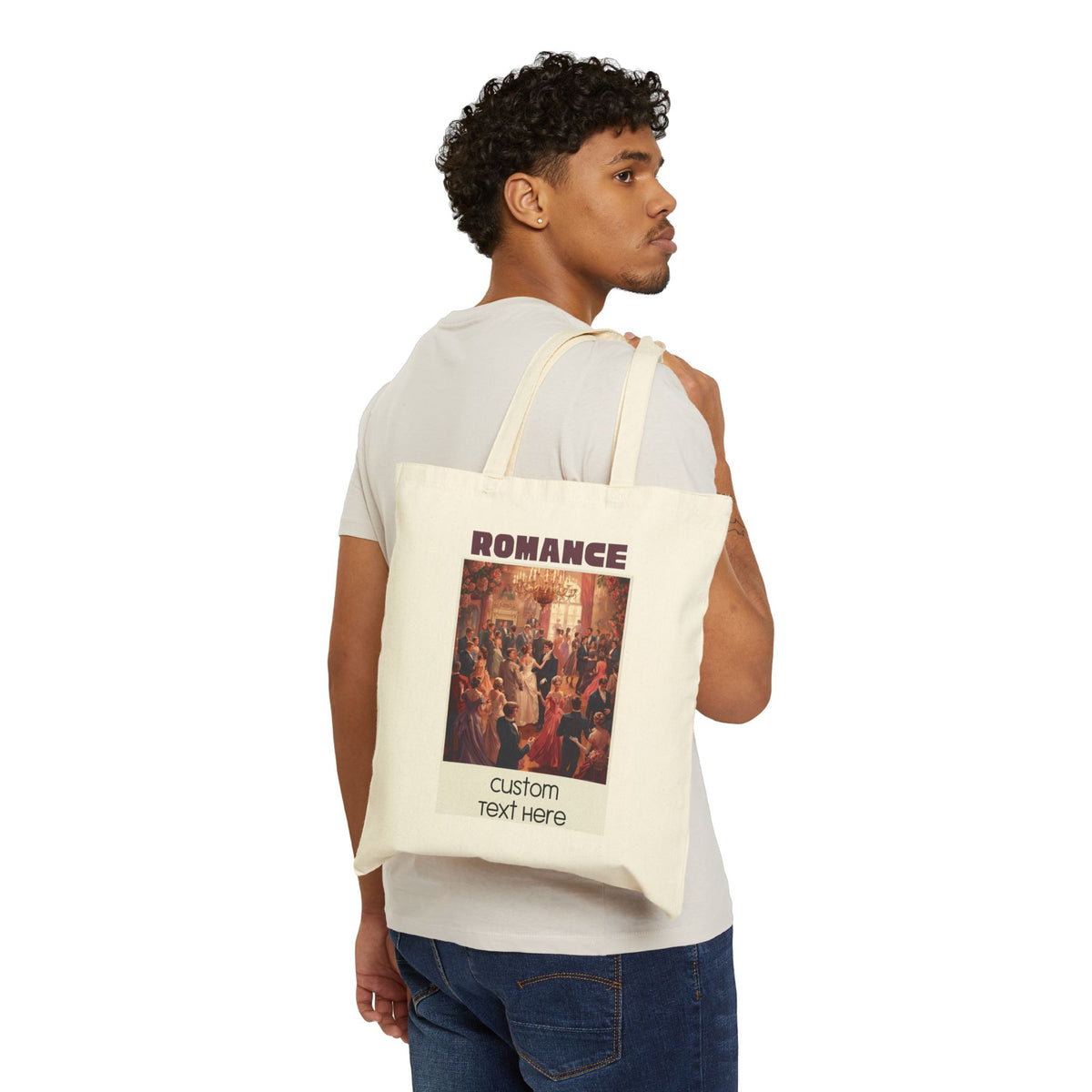ROMANCE Regency Ballroom Tote Bag — Vintage Aesthetic Book Lover Tote— Custom Text Optional