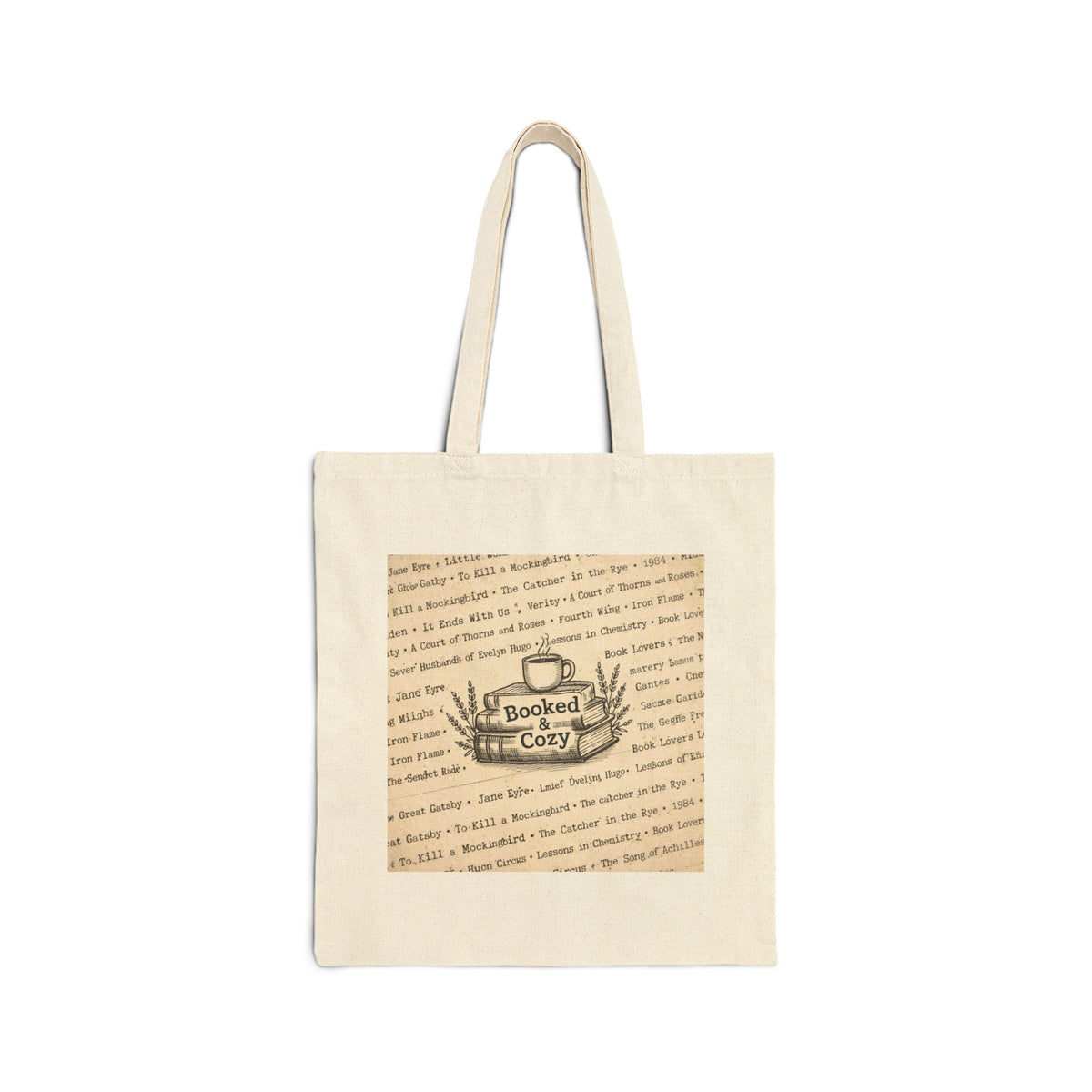 Bookish Cotton Tote Bag – "Booked & Cozy" Library Canvas Tote, Personalized Book Lover Gift
