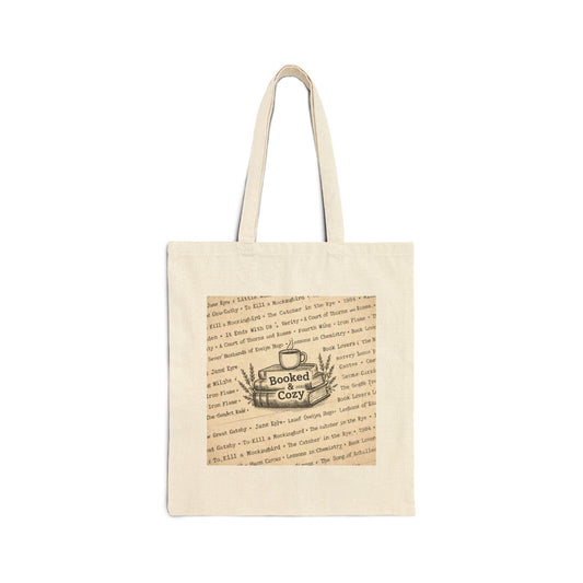 Bookish Cotton Tote Bag – "Booked & Cozy" Library Canvas Tote, Personalized Book Lover Gift