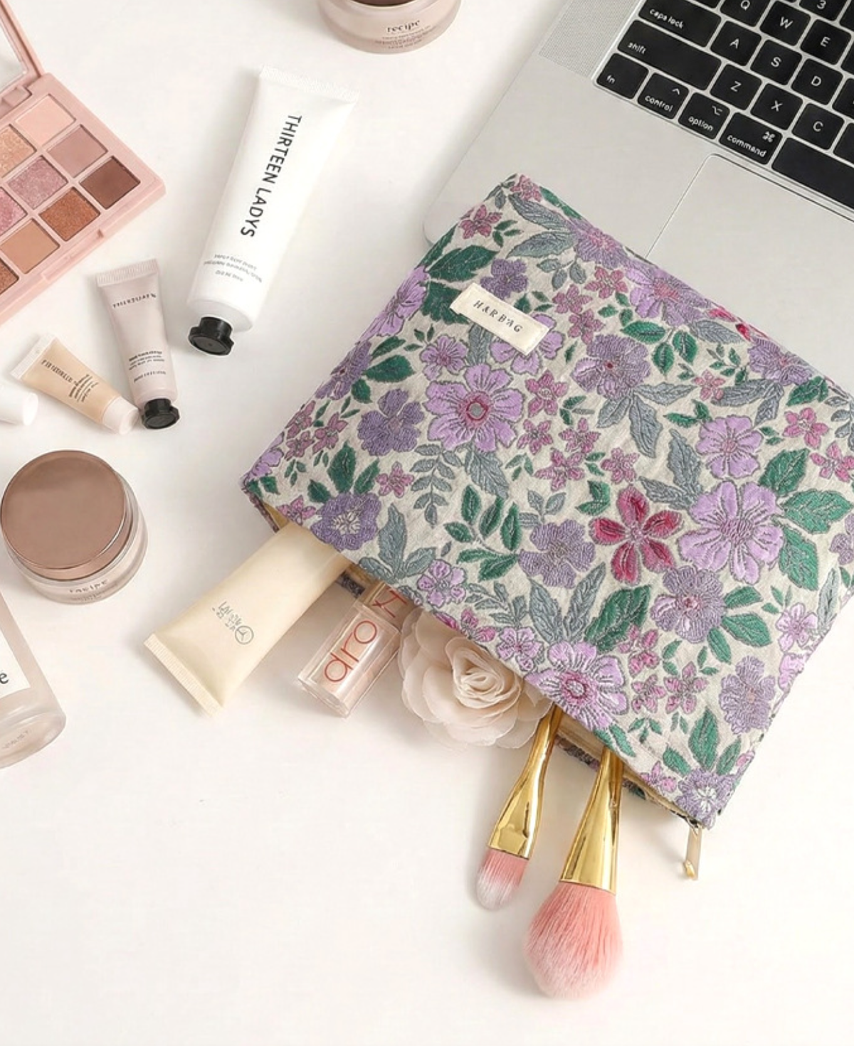 Purple Floral Cosmetic Pouch