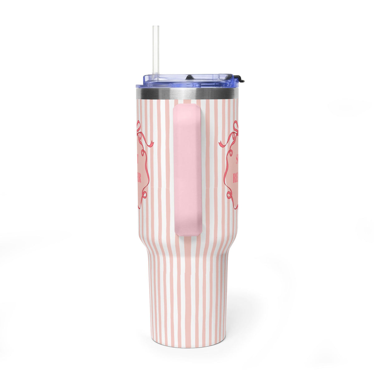 Pink Striped "SMUT Reader" Insulated Travel Mug  40oz Vacuum Tumbler