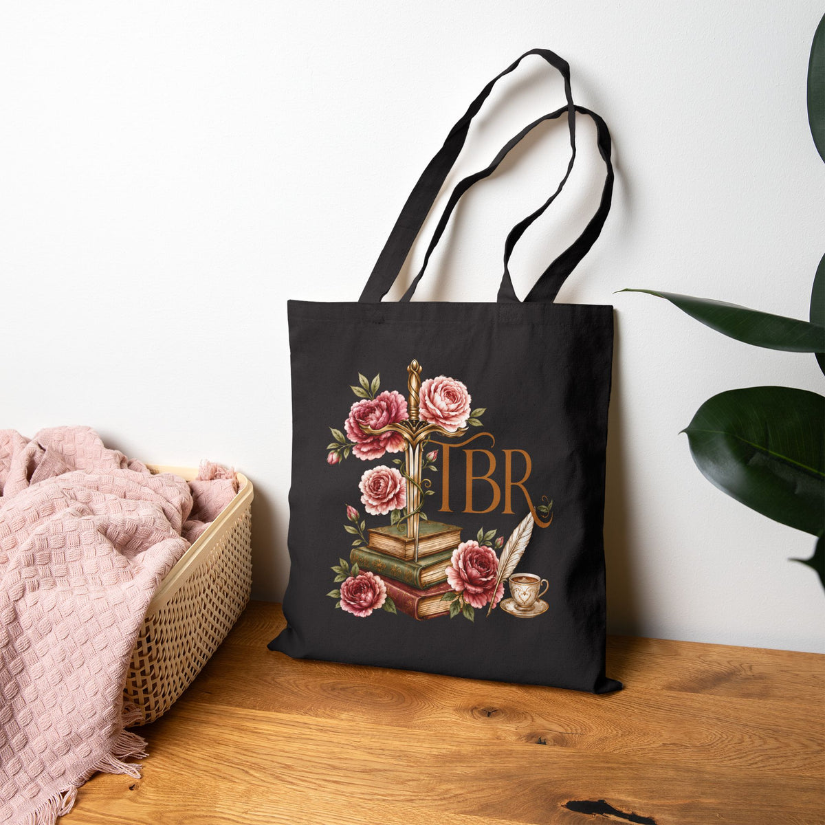 TBR Floral Sword Tote Bag | The Brewing Romantic
