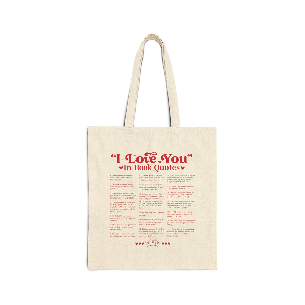 Tote Bag — "I Love You" Book Quotes Canvas Tote