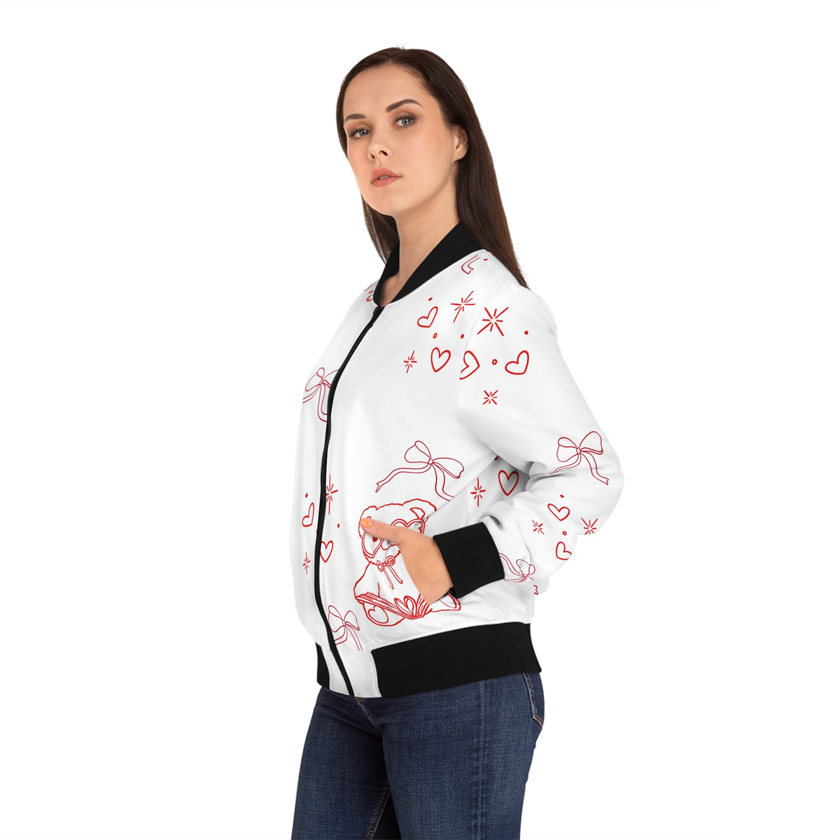 Cute Teddy & Bows Women’s Bomber Jacket