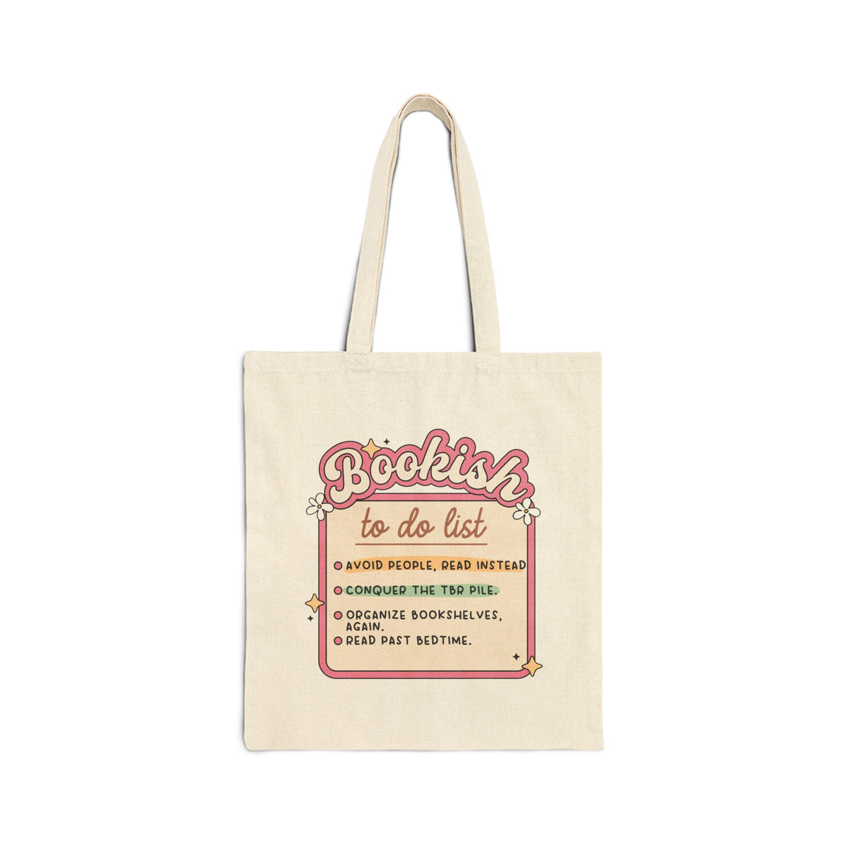 Bookish Tote Bag — "Bookish To Do List" Canvas Book Lover Tote